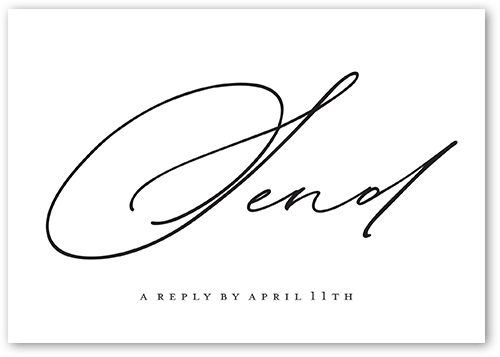 Dashing Script Wedding Response Card, White, Matte, Signature Smooth Cardstock, Square, White