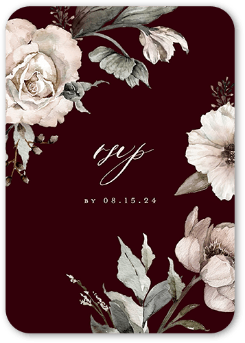 Black Tie Affair Wedding Response Card, Red, Pearl Shimmer Cardstock, Rounded, Garnet