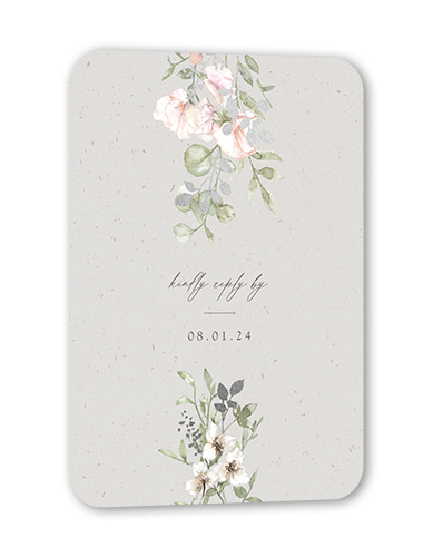 Enchanted Pastels Wedding Response Card, Grey, Silver Foil, Pearl Shimmer Cardstock, Rounded, Whisper Gray