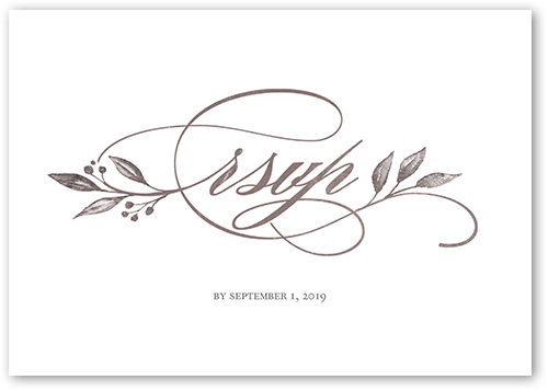 Classic Herald Wedding Response Card, Grey, Matte, 100% Recycled Cardstock , Square, Flint