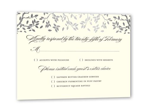 Enlightened Evening Wedding Response Card, Grey, Silver Foil, Matte, Signature Smooth Cardstock, Square