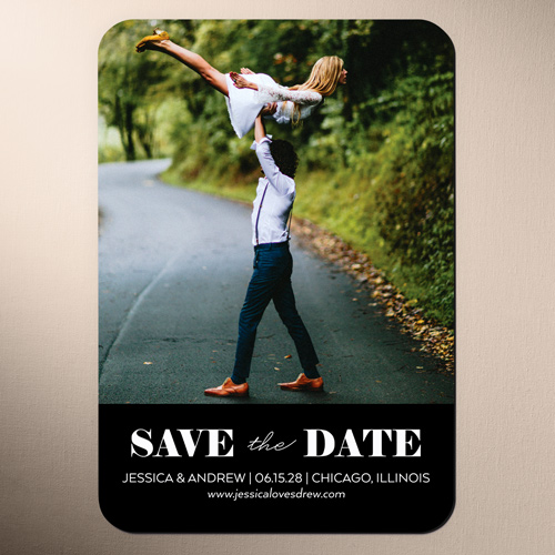 Clean Announcement Save The Date, Black, Magnet, Matte