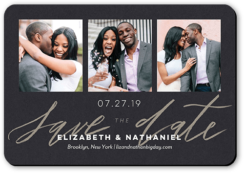 Minimal Design Save The Date, Grey, Magnet, Matte