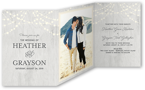 Glowing Ceremony Wedding Invitation, Grey, none, Trifold, Matte, Folded Smooth Cardstock