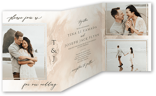 Graceful Whisper Wedding Invitation, Beige, Trifold, Pearl Shimmer Cardstock