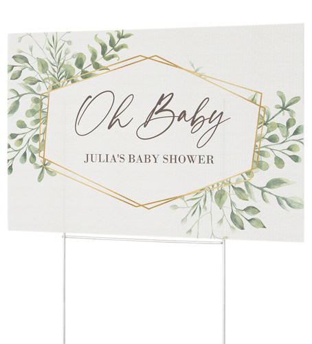 Oh Baby Foliage Yard Sign, White