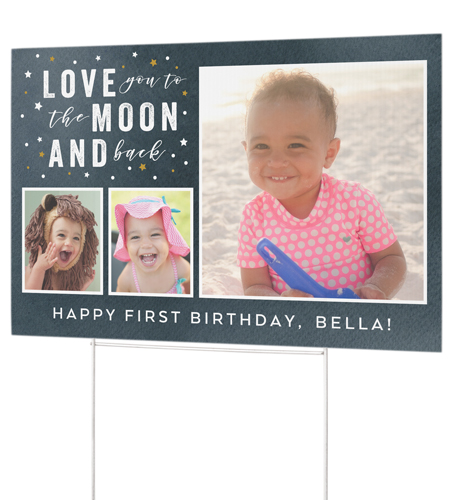 Love You to the Moon and Sky Yard Sign, Blue