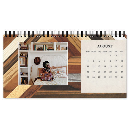 wood patterns desk calendar