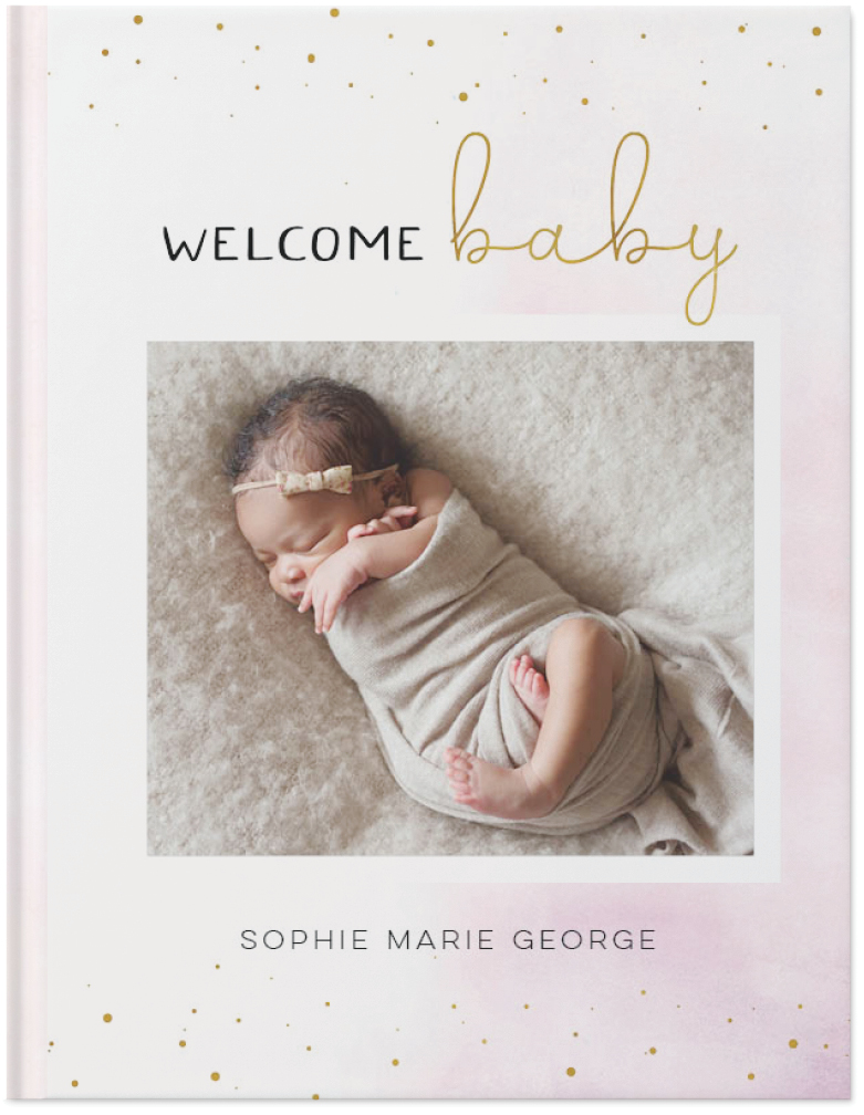 Watercolor Baby Girl Photo Book, 11x8, Hard Cover - Glossy, Standard Pages