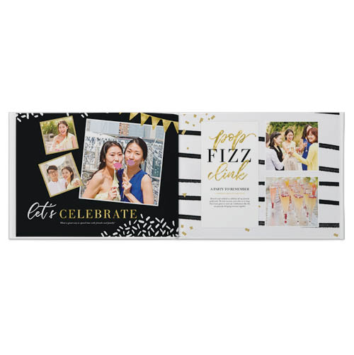 Black and White Confetti Shine Photo Book, 11x14, Professional Flush Mount Albums, Flush Mount Pages