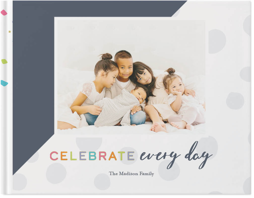 Celebrate Family by Float Paperie Photo Book, 11x14, Hard Cover - Glossy, PROFESSIONAL 6 COLOR PRINTING, Standard Layflat