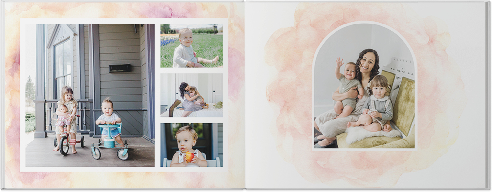 Watercolor Washes by Kim Thoa Photo Book, 8x11, Premium Leather Cover, PROFESSIONAL 6 COLOR PRINTING, Deluxe Layflat