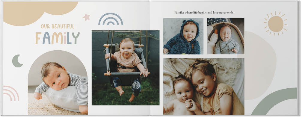 Boho Baby Photo Book, 11x14, Premium Leather Cover, Deluxe Layflat