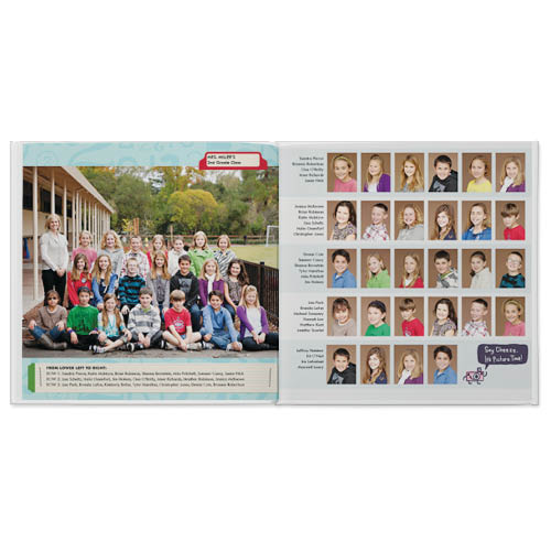 Elementary School Yearbook Photo Book, 10x10, Professional Flush Mount Albums, Flush Mount Pages