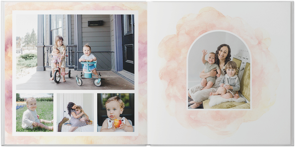 Watercolor Washes by Kim Thoa Photo Book, 8x8, Premium Leather Cover, PROFESSIONAL 6 COLOR PRINTING, Deluxe Layflat