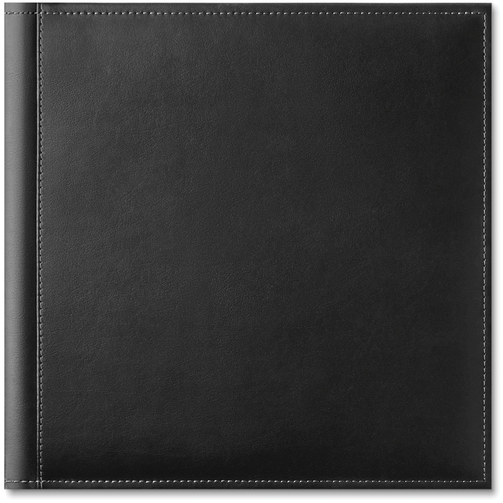 Elegantly Scripted Year In Review Photo Book, 12x12, Premium Leather Cover, Deluxe Layflat