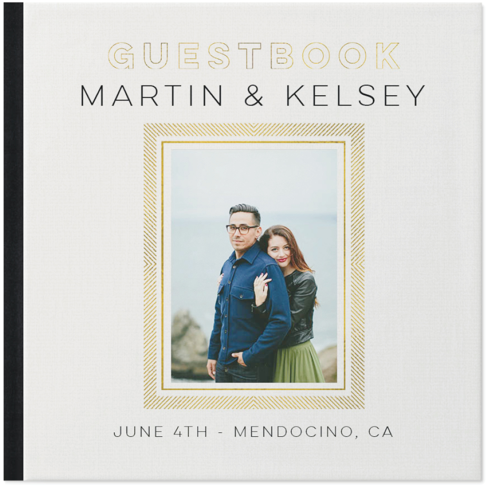 Gilded Wedding Guestbook Photo Book, 8x8, Hard Cover - Glossy, PROFESSIONAL 6 COLOR PRINTING, Standard Pages