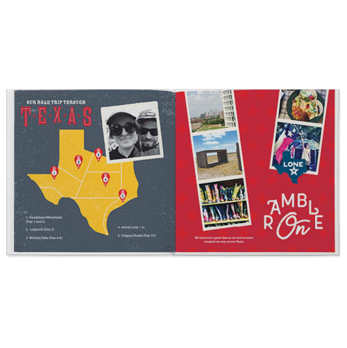 Texas Travel Photo Book, 8x8, Professional Flush Mount Albums, Flush Mount Pages